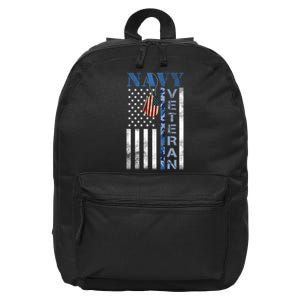 Proud Na Vy Veteran USA Flag Man Dad Grandpa 16 in Basic Backpack