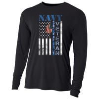 Proud Na Vy Veteran USA Flag Man Dad Grandpa Cooling Performance Long Sleeve Crew