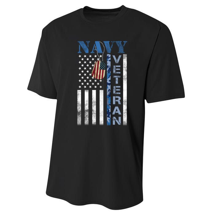 Proud Na Vy Veteran USA Flag Man Dad Grandpa Performance Sprint T-Shirt