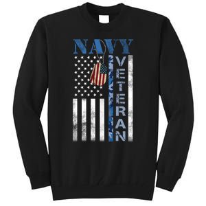 Proud Na Vy Veteran USA Flag Man Dad Grandpa Tall Sweatshirt