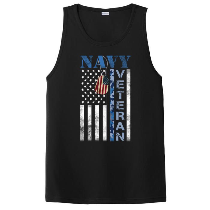 Proud Na Vy Veteran USA Flag Man Dad Grandpa PosiCharge Competitor Tank