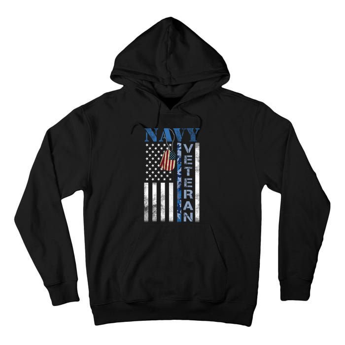 Proud Na Vy Veteran USA Flag Man Dad Grandpa Tall Hoodie