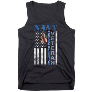 Proud Na Vy Veteran USA Flag Man Dad Grandpa Tank Top