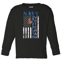 Proud Na Vy Veteran USA Flag Man Dad Grandpa Toddler Long Sleeve Shirt