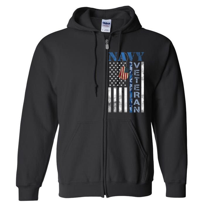 Proud Na Vy Veteran USA Flag Man Dad Grandpa Full Zip Hoodie