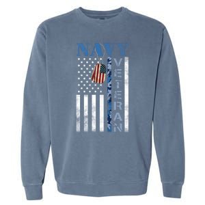 Proud Na Vy Veteran USA Flag Man Dad Grandpa Garment-Dyed Sweatshirt