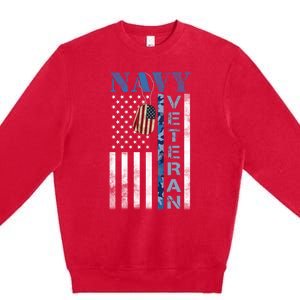 Proud Na Vy Veteran USA Flag Man Dad Grandpa Premium Crewneck Sweatshirt