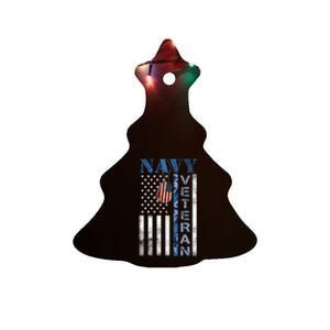 Proud Na Vy Veteran USA Flag Man Dad Grandpa Ceramic Tree Ornament