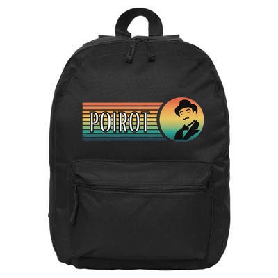 Poirot Name With Hat Mustache Vintage Colors 16 in Basic Backpack