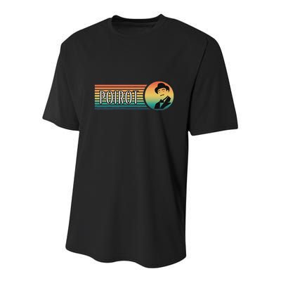 Poirot Name With Hat Mustache Vintage Colors Youth Performance Sprint T-Shirt