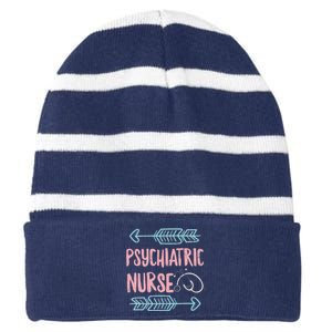 Psychiatric Nurse Week RNtal Health Nursing School Psych Striped Beanie with Solid Band