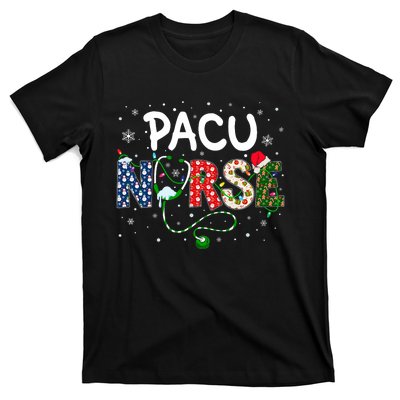 Pacu Nurse Xmas Santa Hat Funny Nursing Christmas Pattern T-Shirt