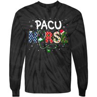 Pacu Nurse Xmas Santa Hat Funny Nursing Christmas Pattern Tie-Dye Long Sleeve Shirt