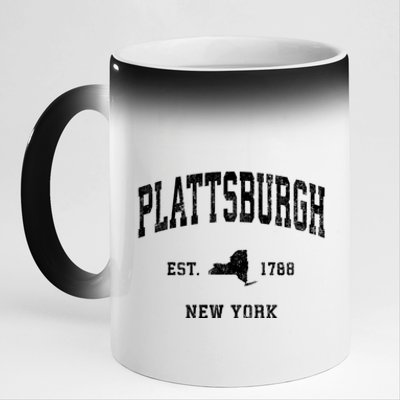 Plattsburgh New York Ny Vintage Athletic 11oz Black Color Changing Mug