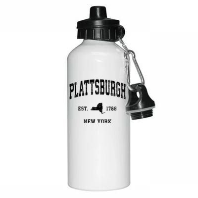 Plattsburgh New York Ny Vintage Athletic Aluminum Water Bottle