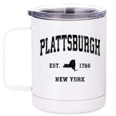 Plattsburgh New York Ny Vintage Athletic 12 oz Stainless Steel Tumbler Cup