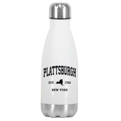 Plattsburgh New York Ny Vintage Athletic Stainless Steel Insulated Water Bottle