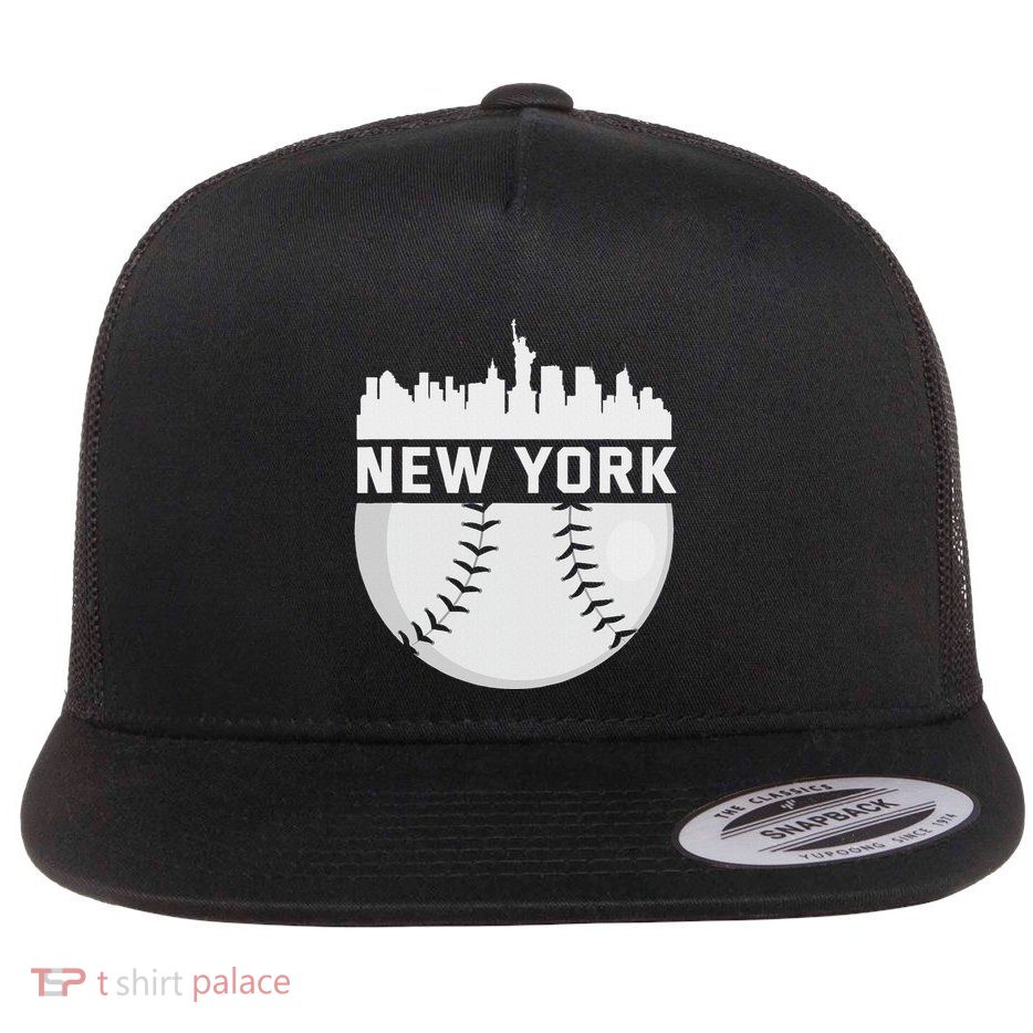 Perfect New York City Baseball Downtown Nyc Skyline Gift Flat Bill Trucker Hat