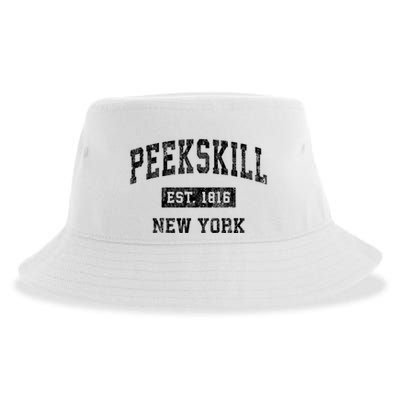 Peekskill New York Ny Vintage Established Sports Design Sustainable Bucket Hat