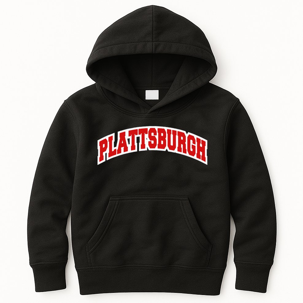 Plattsburgh New York Varsity Style Vintage Kids Hoodie