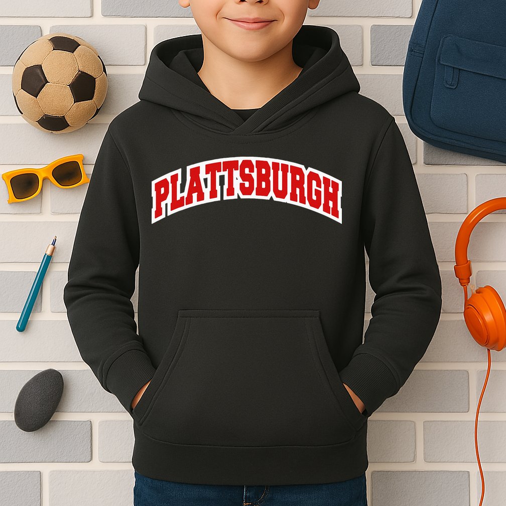 Plattsburgh New York Varsity Style Vintage Kids Hoodie