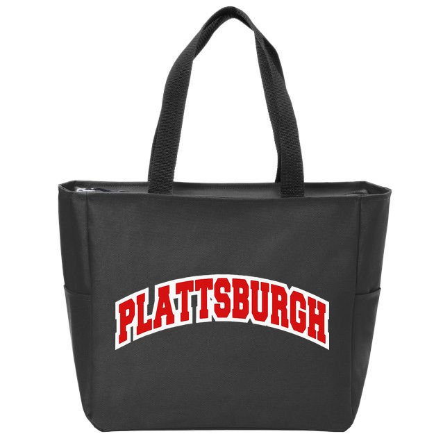 Plattsburgh New York Varsity Style Vintage Zip Tote Bag
