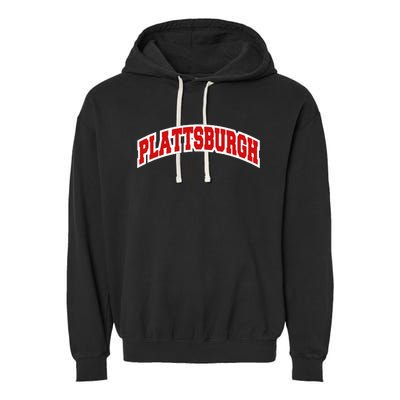 Plattsburgh New York Varsity Style Vintage Garment-Dyed Fleece Hoodie