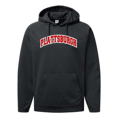 Plattsburgh New York Varsity Style Vintage Performance Fleece Hoodie