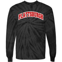 Plattsburgh New York Varsity Style Vintage Tie-Dye Long Sleeve Shirt