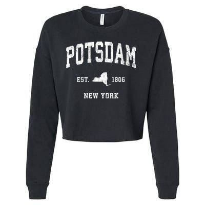 Potsdam New York Ny Vintage Athletic Sports Cropped Pullover Crew