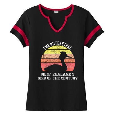 Puteketeke New ZealandS Bird Of The Century Vintage Design Ladies Halftime Notch Neck Tee