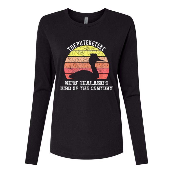 Puteketeke New ZealandS Bird Of The Century Vintage Design Womens Cotton Relaxed Long Sleeve T-Shirt