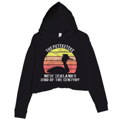 Puteketeke New ZealandS Bird Of The Century Vintage Design Crop Fleece Hoodie