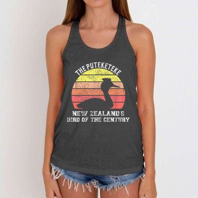 Puteketeke New ZealandS Bird Of The Century Vintage Design Women's Knotted Racerback Tank