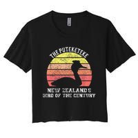 Puteketeke New ZealandS Bird Of The Century Vintage Design Women's Crop Top Tee