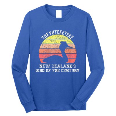 Puteketeke New Zealand's Bird of the Century vintage design  Long Sleeve Shirt