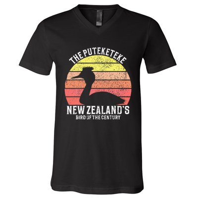 Puteketeke New Zealand's Bird Of The Century V-Neck T-Shirt