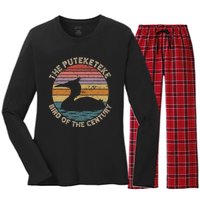 Puteketeke New ZealandS Bird Of The Century Vintage Women's Long Sleeve Flannel Pajama Set 