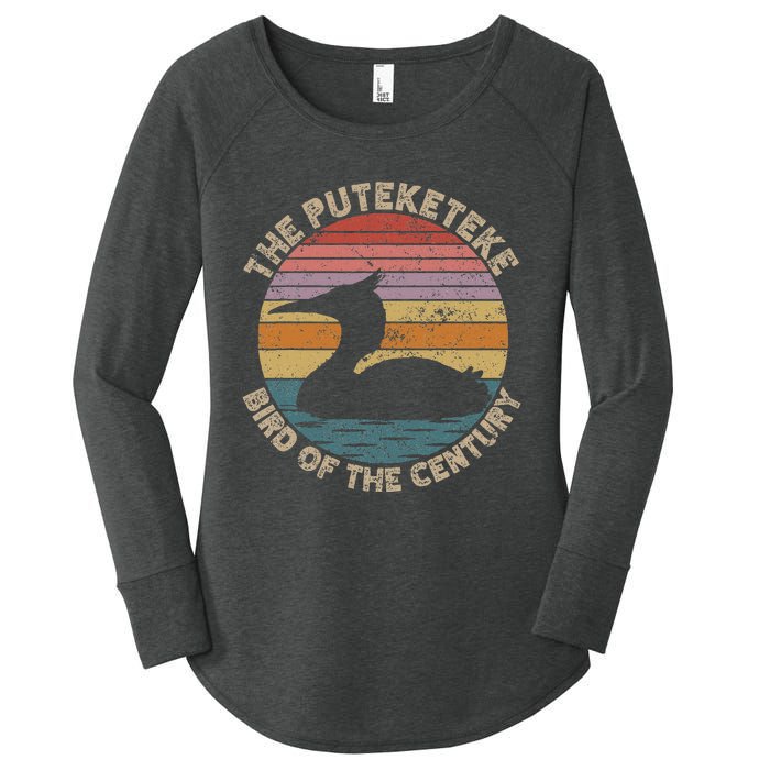 Puteketeke New ZealandS Bird Of The Century Vintage Women's Perfect Tri Tunic Long Sleeve Shirt