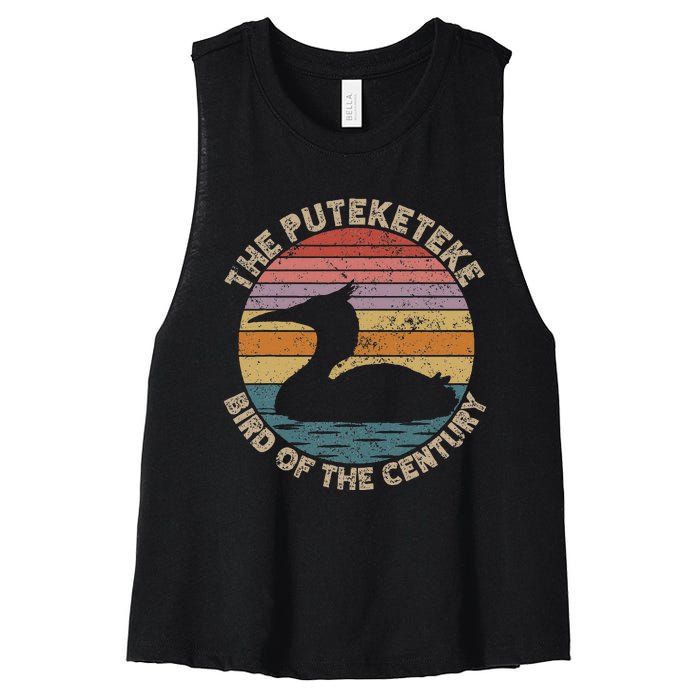 Puteketeke New ZealandS Bird Of The Century Vintage Women's Racerback Cropped Tank