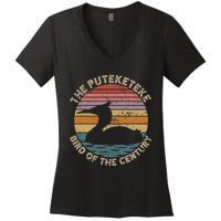 Puteketeke New ZealandS Bird Of The Century Vintage Women's V-Neck T-Shirt