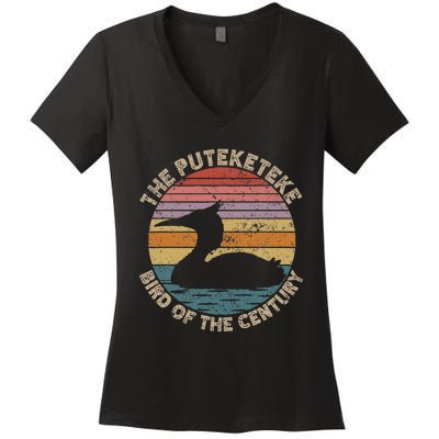 Puteketeke New ZealandS Bird Of The Century Vintage Women's V-Neck T-Shirt