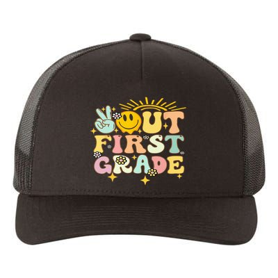 Peace Out 1St Grade Graduation Last Day Of School Groovy Yupoong Adult 5-Panel Trucker Hat