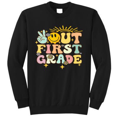 Peace Out 1St Grade Graduation Last Day Of School Groovy Sweatshirt