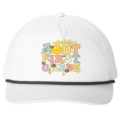 Peace Out 1St Grade Graduation Last Day Of School Groovy Snapback Five-Panel Rope Hat