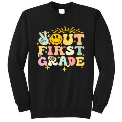 Peace Out 1St Grade Graduation Last Day Of School Groovy Tall Sweatshirt