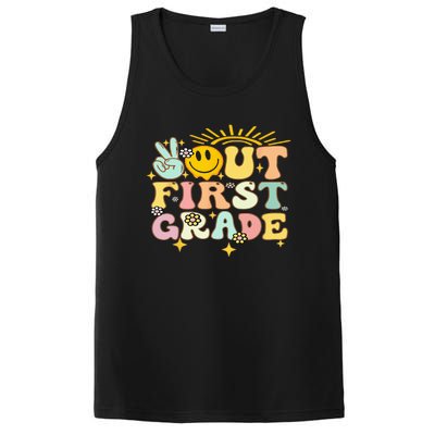 Peace Out 1St Grade Graduation Last Day Of School Groovy PosiCharge Competitor Tank