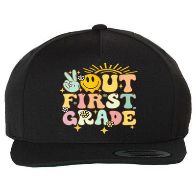 Peace Out 1St Grade Graduation Last Day Of School Groovy Wool Snapback Cap