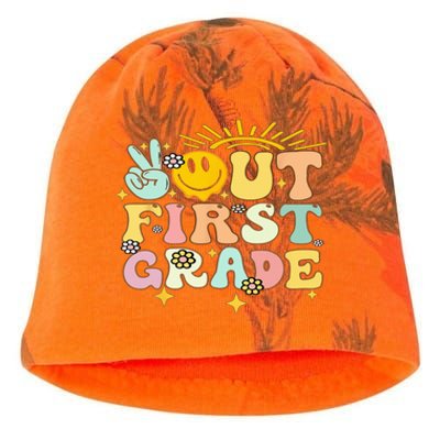 Peace Out 1St Grade Graduation Last Day Of School Groovy Kati - Camo Knit Beanie