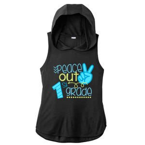 Peace Out 1st Grade Funny End Of School Year Teacher Student Ladies PosiCharge Tri-Blend Wicking Draft Hoodie Tank